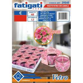 FATIGATI VASETTO VETRO C/CANDELA ROSA