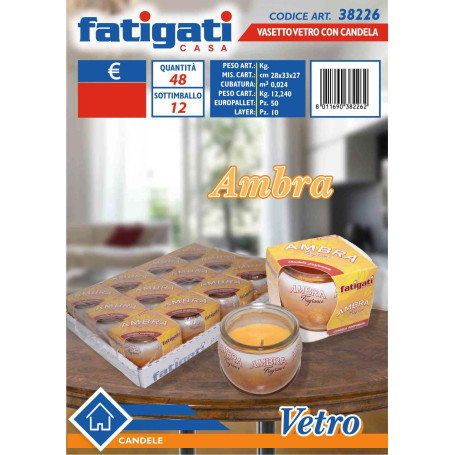 FATIGATI VASETTO VETRO C/CANDELA AMBER