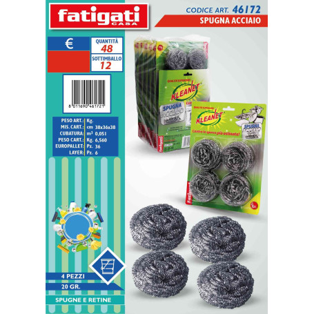 FATIGATI SPUGNA ACCIAIO 4PZ