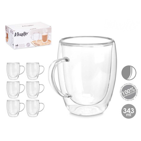 ARTE REGAL TAZZA BOROSILICATO 340ML 6PZ