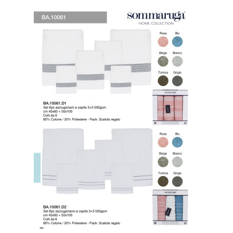 SOMMARUGA ASCIUGAMANI SET 3+3 BA.10061D1