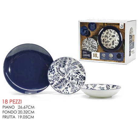 GT SERVIZIO PIATTI LEAVES BLU 18PZ