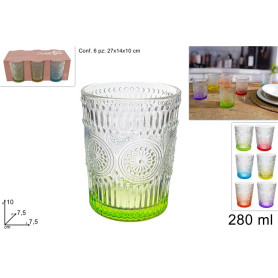 DUE ESSE BICCHIERE 6PZ 280ML FONDO COLOR