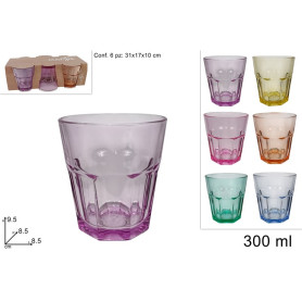 DUE ESSE BICCHIERI VETRO COLOR 6PZ 300ML