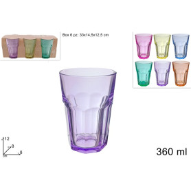 DUE ESSE BICCHIERI VETRO COLOR 6PZ 360ML